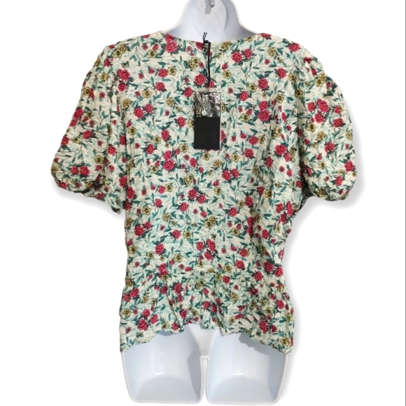 NWT Dear John Puff Sleeve Blouse sz XL - Picture 2 of 7